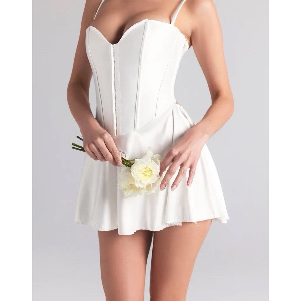 NWT Skims Woven Shine Corset Mini Dress Sz L Wedding Bridal Sexy Feminine Flirty